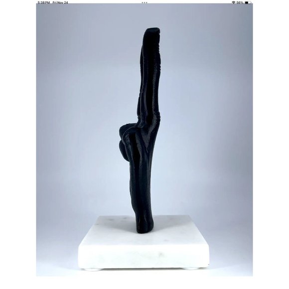 Sagebrook Peace Sign Marble Base Sculpture Paperweight Mudra Book End Figure - Picture 3 of 7